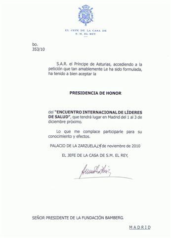 Presidencia de Honor de S.A.R. el Prícipe de Asturias